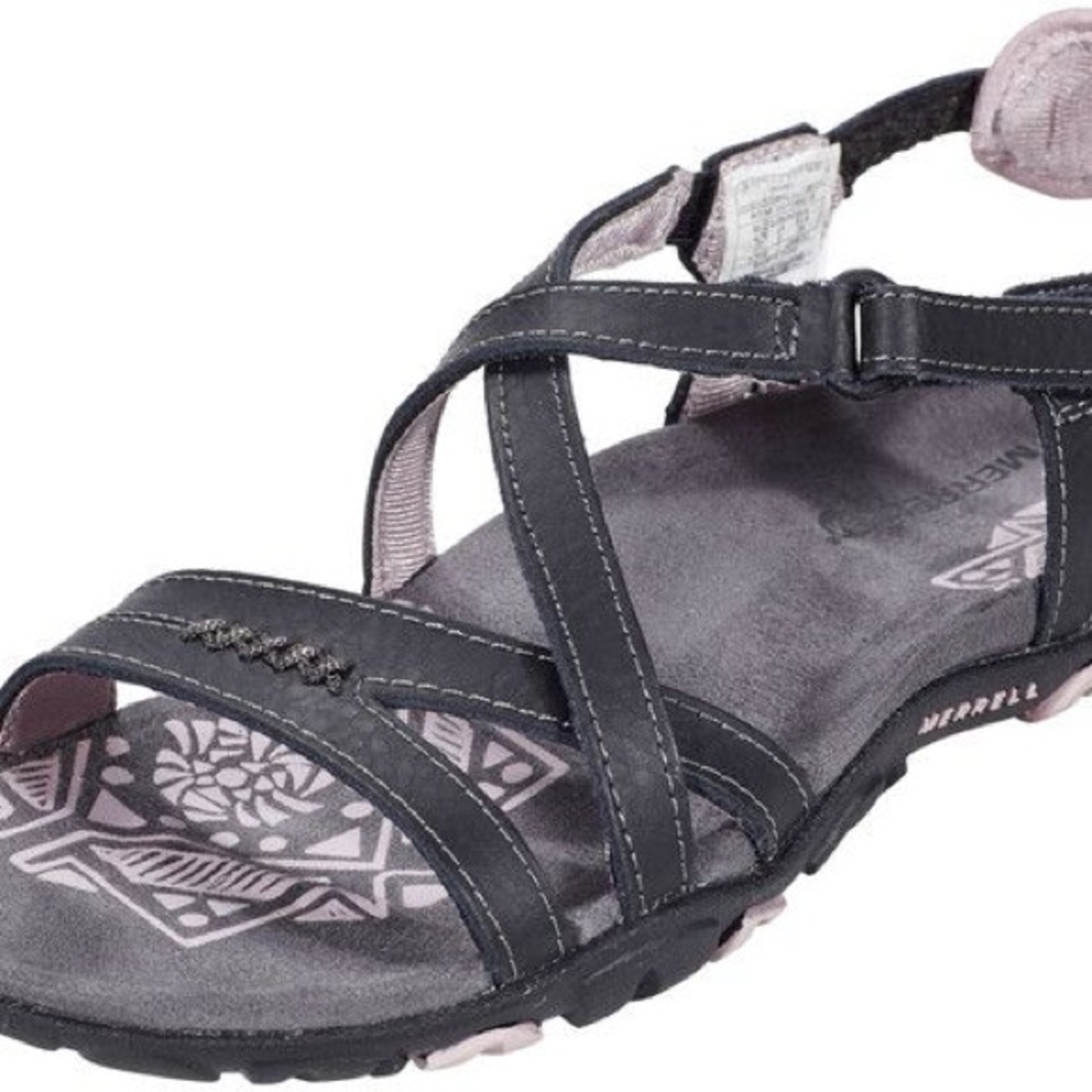 Merrell Black and Pink Outdoor Sandals with Cushioned Footbed!